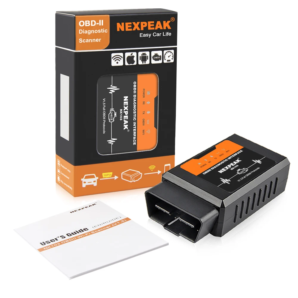 NEXPEAK NX103 ELM327 V1.5 WIFI OBD2 Adapter PIC18F25K80 OBD 2 Scanner Car Diagnostic Tool Scanner OBD for iPhone IOS Android cheap car inspection equipment