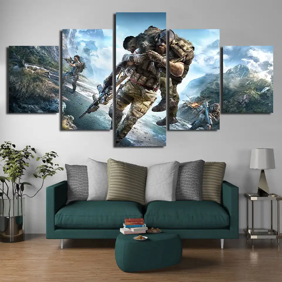 5 Piece Tom Clancys Ghost Recon Breakpoint Game Poster Paintings Hd Fantasy Art Solider Pictures Wall Paintings For Home Decor Aliexpress