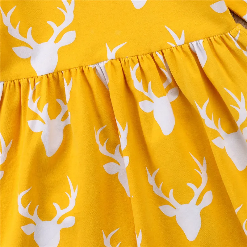 Baby Girls Dress Animal Appliques Cotton Vestidos Christmas Dress Princess Costume for Kids Clothes Long Sleeve Children Dresses