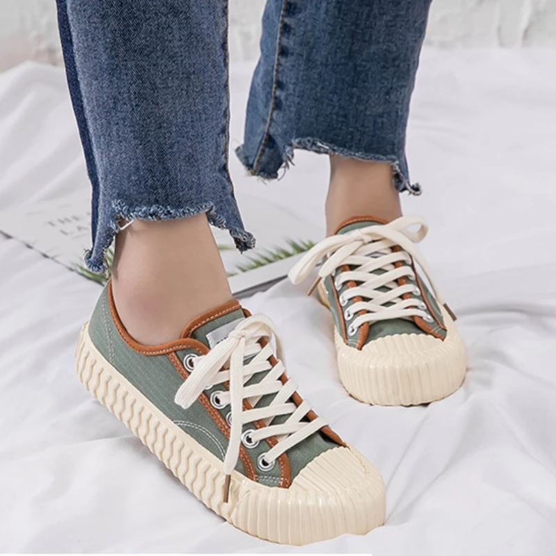 

HEE GRAND Canvas Shoes Women All Match Sewing Creepers Girls Thin Bottom Fashion Breathable Wild Female Casual Platforms XWF704