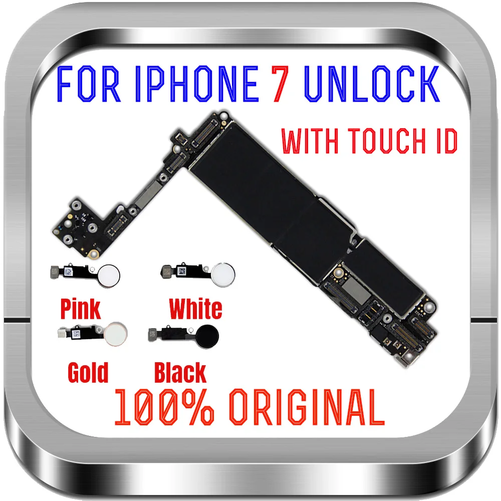 

32gb / 128gb / 256gb for iPhone 7 Motherboard without / with Touch ID,Original unlocked for iphone7 logic board with Chips