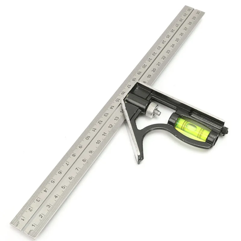 

Precise Stainless Steel Measuring Tools Aluminium Combination Square Diy Workshop Hardware Angle Spirit Level 12" (300mm)