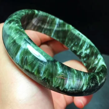

Genuine Natural Green Seraphinite Bangle Gemstone Crystal Round Bangle Inner Diameter 59mm For Women Men Beads Bracelet AAAAA