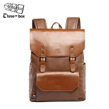 Ежедневно рюкзак threebox мода pu кожа твердая коричневый черный площадку a4 застежка для мужчин открытый рюкзак спортивной школы