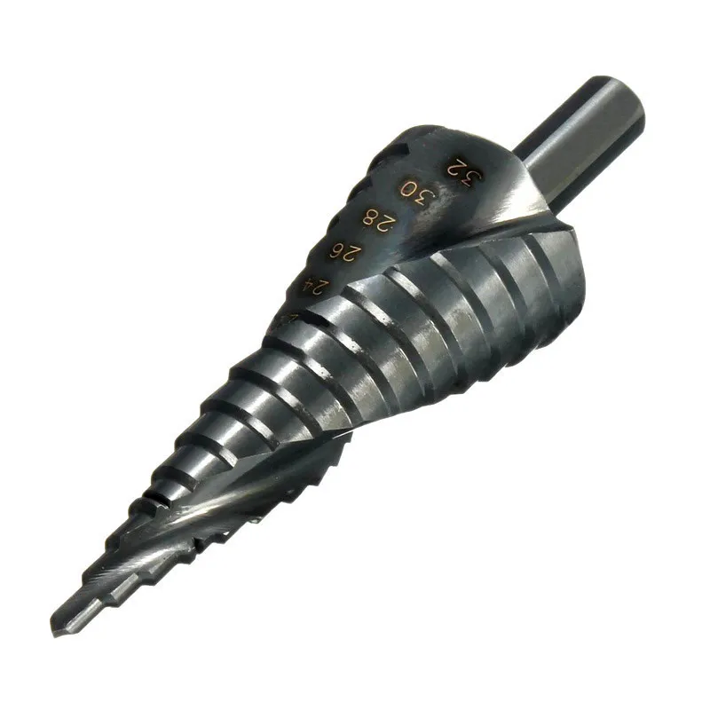 4-32 мм ступенчатое сверло 4-32 мм HSS спиральное ступенчатое сверло для стальных титановых ступенчатых Сверл с рифленой ступенчатой конической конус для электроинструментов