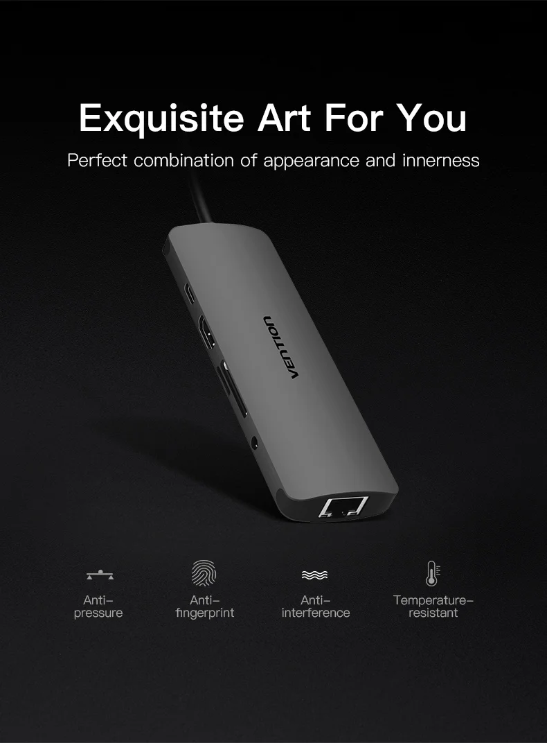 Vention USB-C концентратор type C концентратор USB 3,0 Thunderbolt 3 HDMI 3,5 мм аудио RJ45 адаптер для MacBook Pro samsung Galaxy S9 USB C концентратор