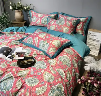 

Pastoral flower bedding set adult teen girl,full queen king cotton design double home textile bed sheet pillow case quilt cover