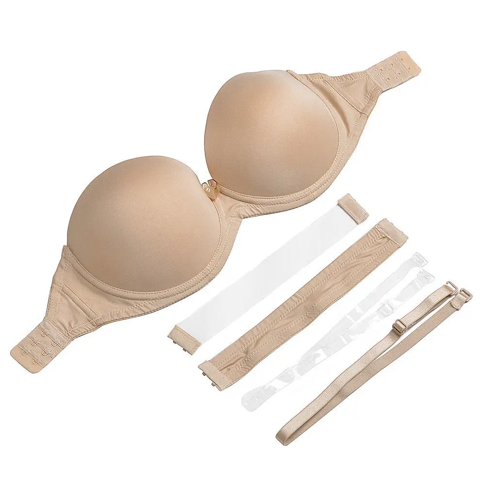 Strapless Gather Push Up Bra Invisible Transparent Clear Back