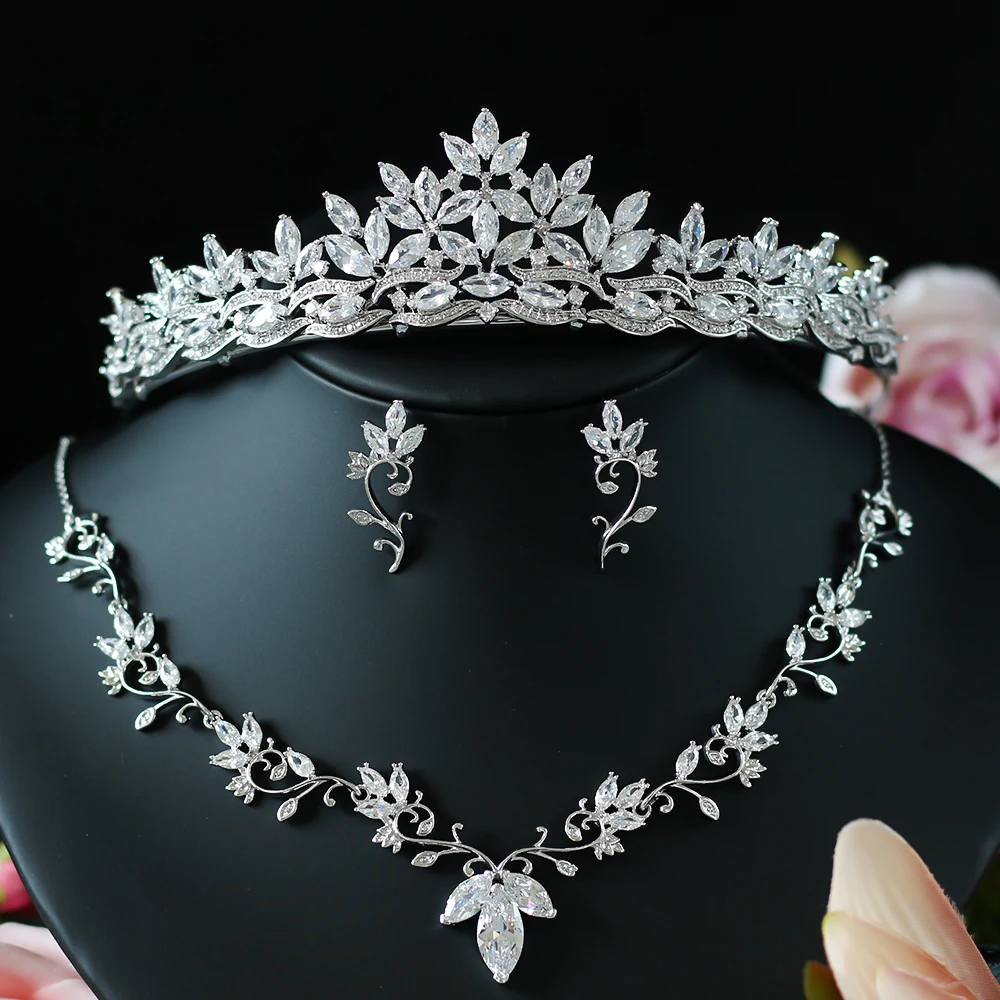 

ASNORA CLEAR BEST QUALITY BRILLIANT CRYSTAL ZIRCON EARRINGS AND NECKLACE JEWELRY SET WEDDING DRESS ACCESSARIES