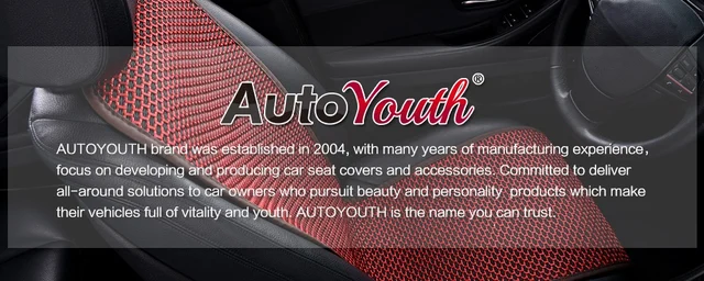AUTOYOUTH Brand Embroidery Car Seat Covers Set Universal Fit Most Cars Covers with Tire Track Detail Styling Car Seat Protector -
