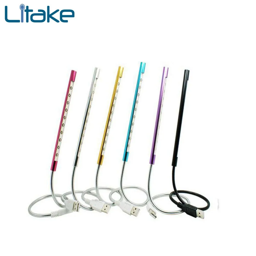 

Litake 10 LED USB Stick Light Portable Bendable Cord Eye Protection Desk Lamp for Laptop Decoration