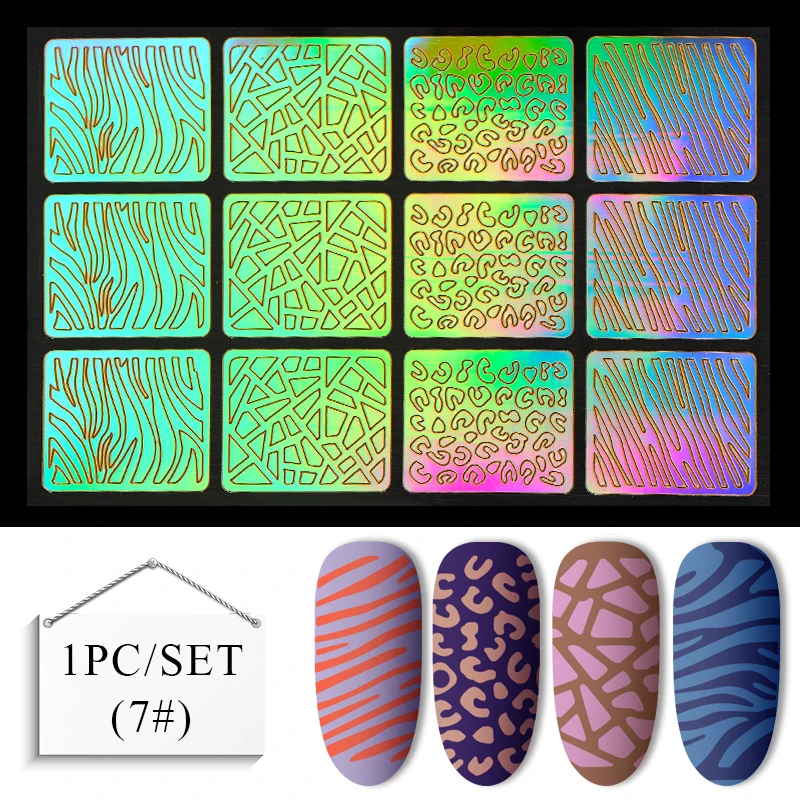 Гель-лак для ногтей виниловый наконечник руководство по переводу шаблон наклейки для ногтей Полые лазерные наклейки для дизайна ногтей трафаретная наклейка инструмент для дизайна ногтей 1 шт - Цвет: K5457