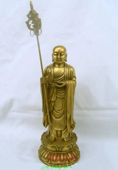 

Nice Chinese bronze Ksitigarbha Bodhisattva statue 9"H Retro bronze factory outlets FREE Shipping