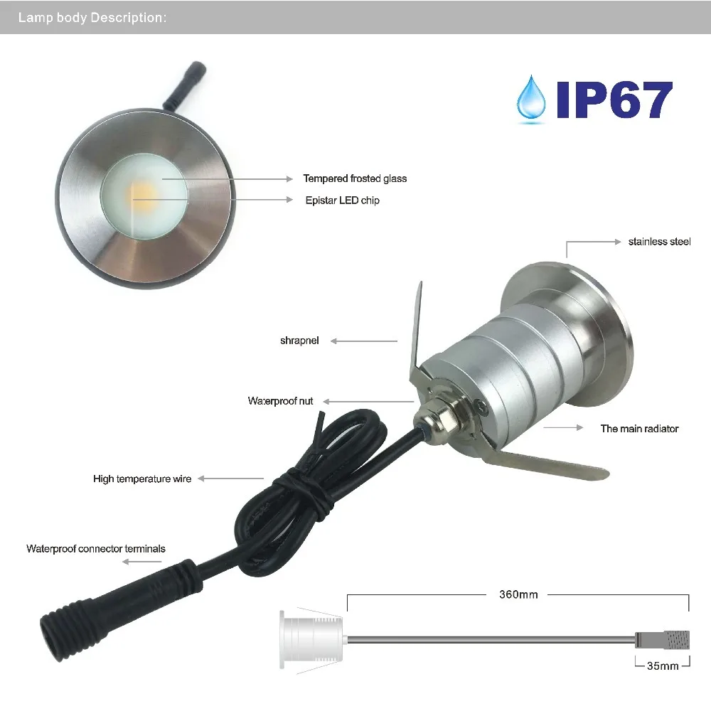 3 Вт светодиодный подземный ландшафтный свет с COB чипом DC12V-24V водостойкие прожекторы палуба двор сад патио лампа 8 шт. CE