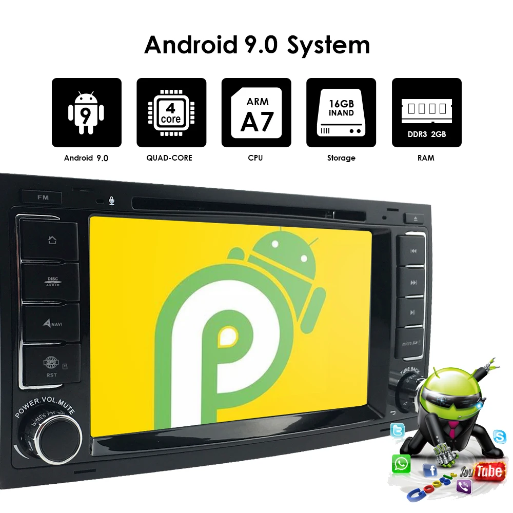 Flash Deal Android9.0 QuadCore CAR DVD GPS For VW Volkswagen Touareg T5 Transporter Multivan dvd player touch screen radio SWC DVR BT 2GRAM 4