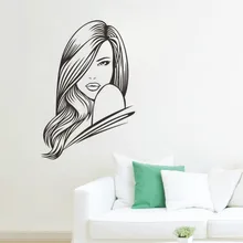 Женщина Красота волосы леди Wall Art Decor Виниловые Стикеры спа-салон магазин наклейка росписи украшения дома обои девушки Комната Таблички d177