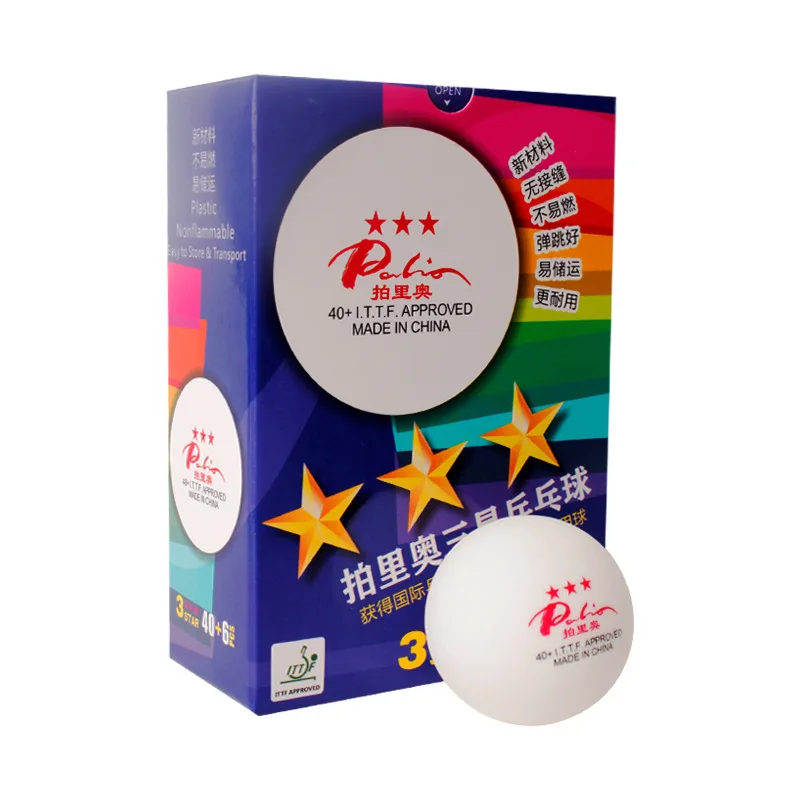 

6 Balls Palio 40+ Seamless 3-Star Table Tennis Balls Plastic New Material Poly Ping Pong Balls ITTF Approved