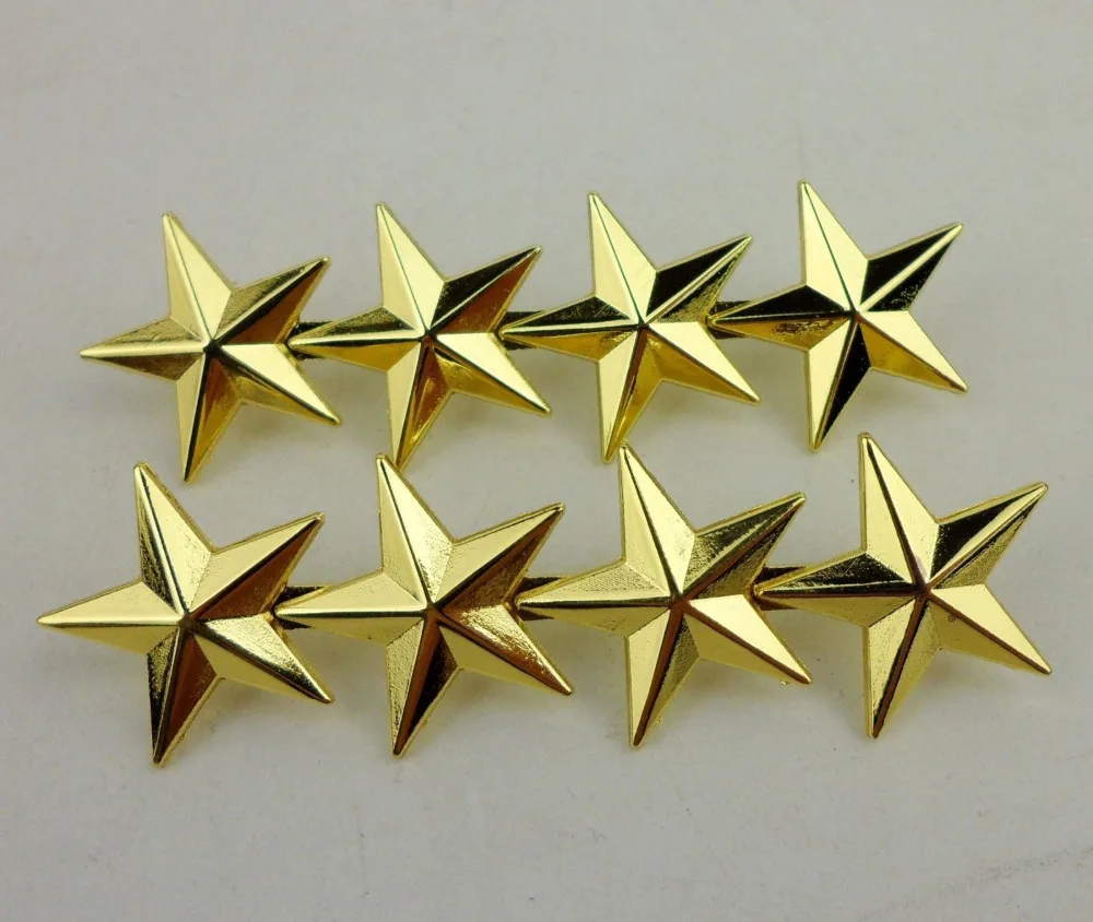 WW2 PAIR OF US ARMY OFFICER 4 STAR GENERAL RANK METAL BADGES PIN LARGE GOLD