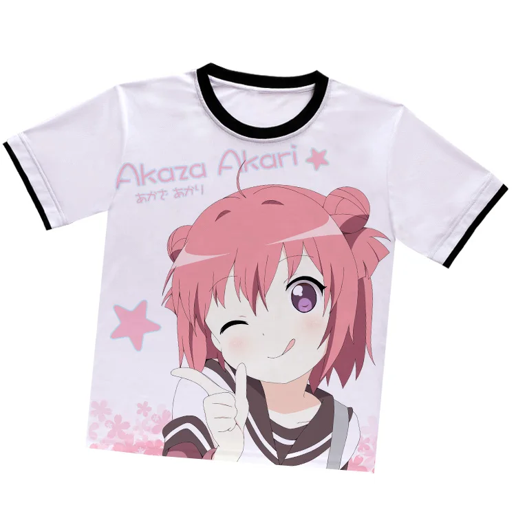 Футболка Yuru Yuri Akaza Akari Toshino Kyoko белая футболка из полиэстера Kawaii летняя для