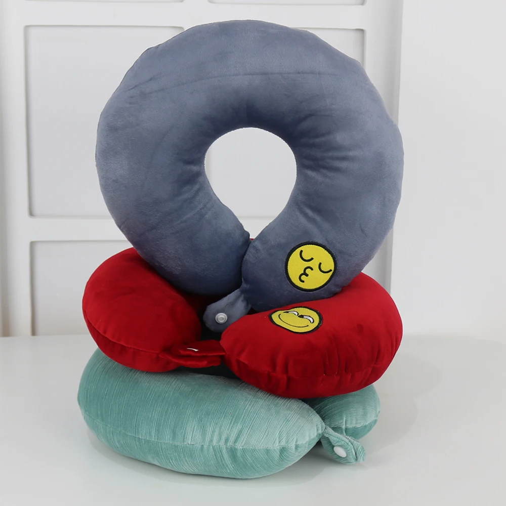 U-Shape Travel Pillow for Airplane Neck Pillow Travel Accessorie 10Colors Funny emoji Comfortable Pillows for Sleep Home Textile