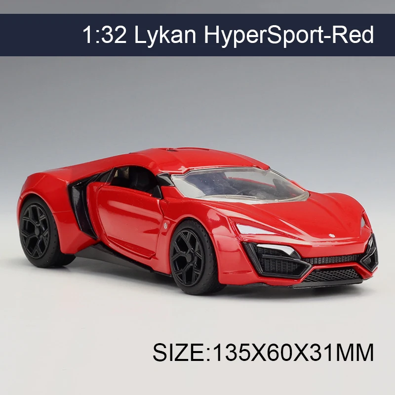1:32 Diecast Model Car Lykan HyperSport Red Vehicle Play Collectible Models Sport Cars toys For 