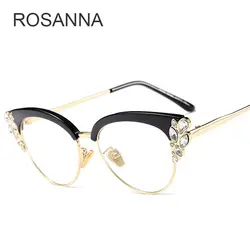 ROSANNA Мода премиум кошачий глаз солнцезащитные очки для женщин 2019 новый для брендовая дизайнерская обувь половина рамки с кристалалми и
