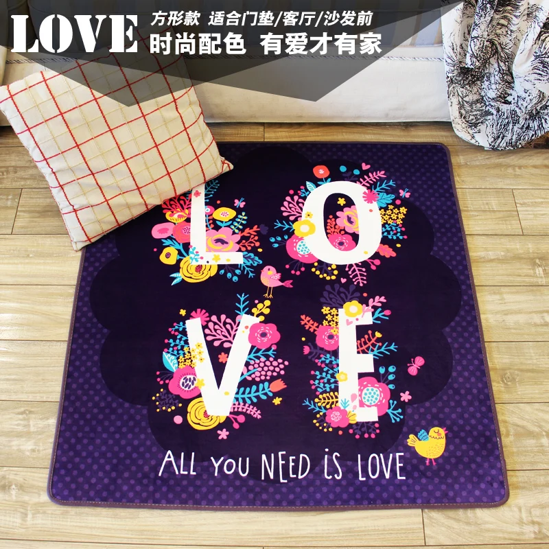 Корейский стиль креативный мультфильм Любовь ковер спальня гостиная нескользящий квадратный коврик