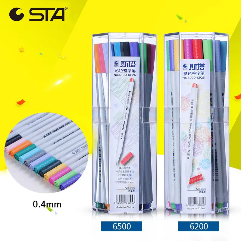 

STA 0.4mm 18/26Colors Fineliner Pen Marco Super Fine Draw Marker Pen Water Based Assorted Ink Arts Drawing for Children Graffiti