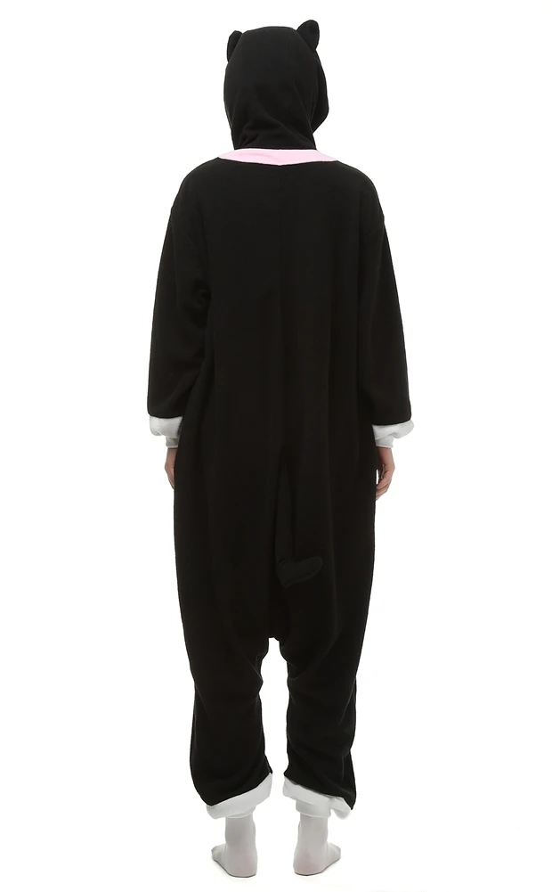 Кигуруми взрослых Onesie Черный кот пижамы Полуночный Кот пижама в виде костюм косплея унисекс мультфильм спальный костюм
