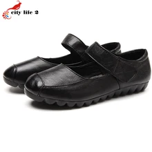 Leather Leisure Shoes Buckle Strap Soft Bottom Slip Shoes Flat With Casual Mother Shoes font b