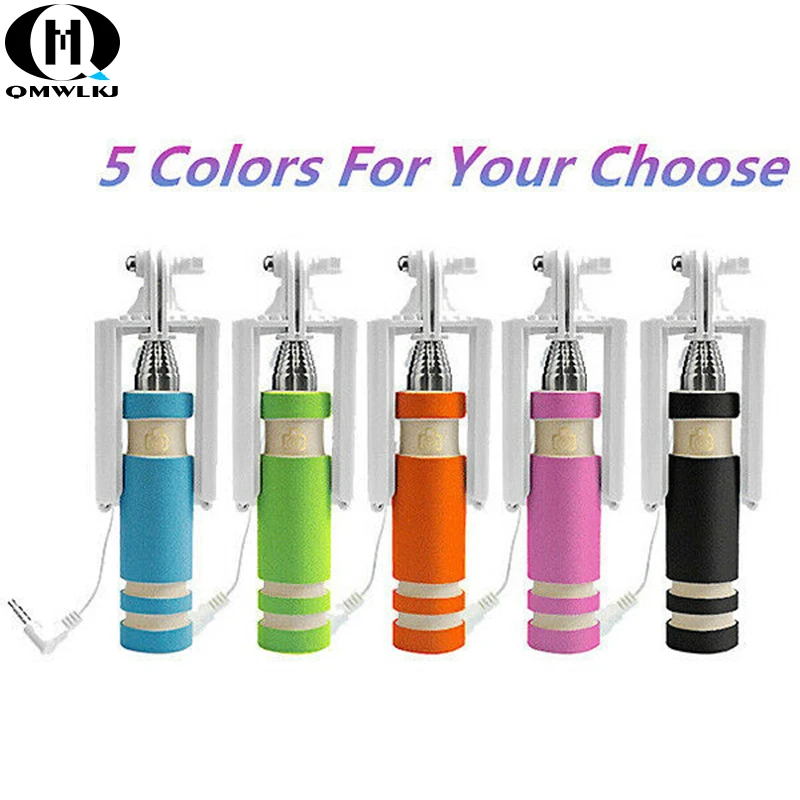 

Mini Selfie Stick Telescopic Portable Folding Selfie Stick Rotatable Wired Plug and Play Phone Clip 6 Inch Phone Available
