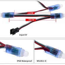 50 шт. 4 м/6,5 м DC5V WS2811 полноцветный светодиодный светильник 12 мм 10 см/15 см провода IP68 водонепроницаемый RGB Цифровой светодиодный шнур