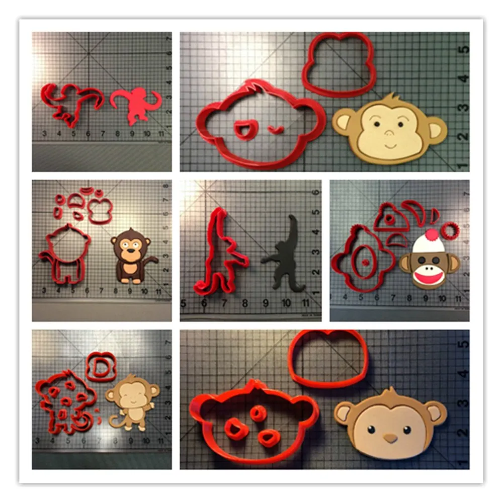 

Custom Made 3D Printed Animal Baby Monkey Fondant Cupcake Top Cookie Cutter Set