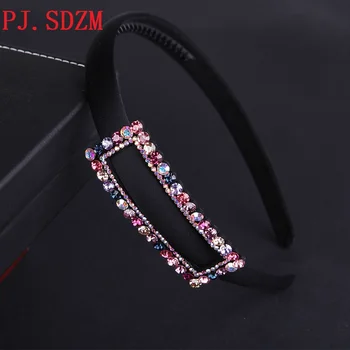 

Korea Wide Rhinestone Women Hairband Sweety Rectangle Hair Accessories with Teeth Female Hair Decoration Exquisite Hi-Q HB0057