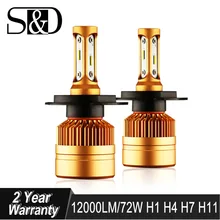 S & D фар автомобиля H4 H7 светодиодный H8 H11 HB3 9005 HB4 9006 H1 H3 H27 880 881 Авто лампы с 1515 фишек 12000lm свет лампы 6000 K 12 V