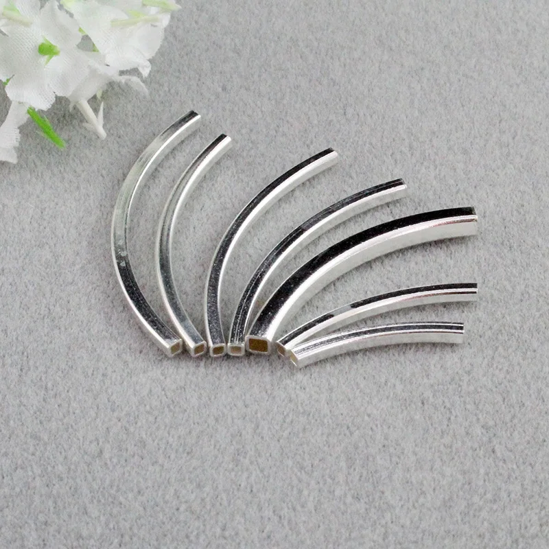 925 Sterling Silver Curved Tubes Curved Tube Spacer Bars Tubes Beads