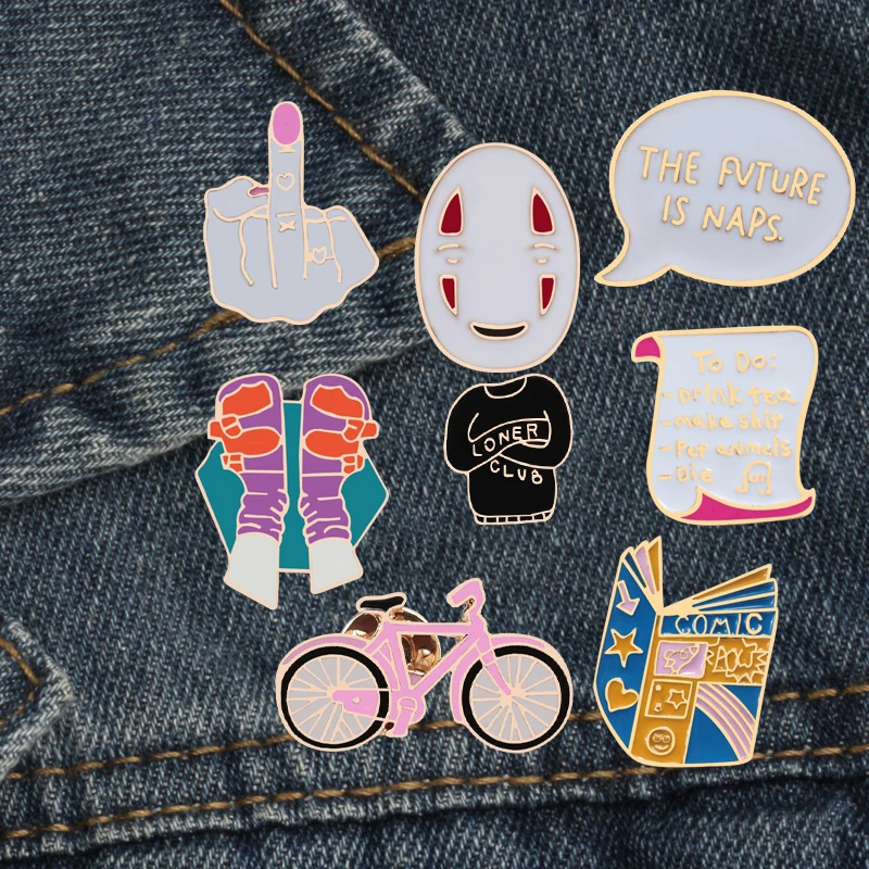 

15 Style Cartoon Rabbit Mask Message To Do List Clothes Enamel Pin Brooches for Women Men Bicycle Shoes Book Metal Pins Brooch