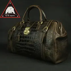 Holdall, мужская дорожная сумка Аллигатор лакированная телячья кожа на ночь Weekender Duffle Bag, замок чемодан 20 "коричневый