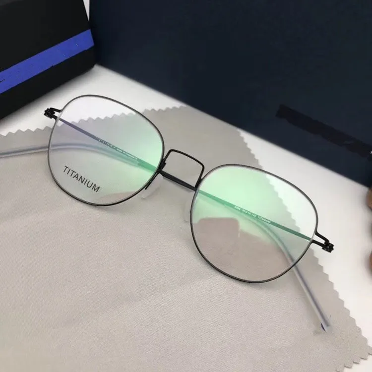 Ретро Круглые титановые оправы мужские Безвинтовые очки для близорукости оптические очки по назначению женские Oculos De Grau - Цвет оправы: Black color