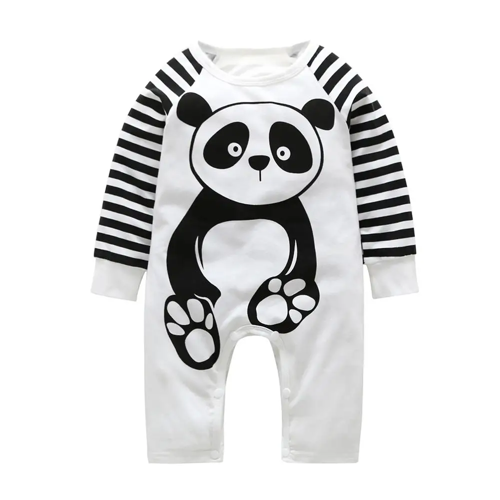 2018 جديد لطيف الباندا القطن الطفل رومبير قبعة اثنين قطعة الخريف الشتاء حللا الملابس مجموعة