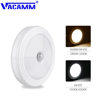 

Vacamm LED PIR Induction Motion Sensor Under Cabinet Wireless Light 6leds Warm White/White For Indoor Corridor Aisle Stairs