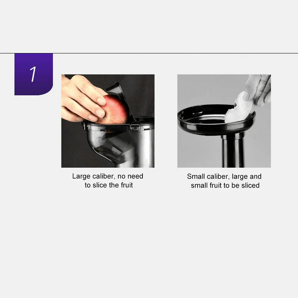 1 Set Low Speed Fruit Vegetable Citrus Juice Extractor Squeezer High Quality Wide Big Mouth Feeder Whole Apple Slow Juicer