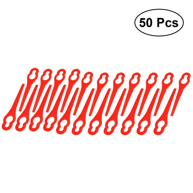 NEW 50pcs Plastic Grass Trimmer Blades Mower Replacement Trim Fast Switchblades (Red)
