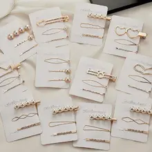 3 шт./компл. Корея Мода позолоченный металл имитирование шпильки с жемчугом аксессуары для волос женские заколки для волос подарок 10 стиль в партии