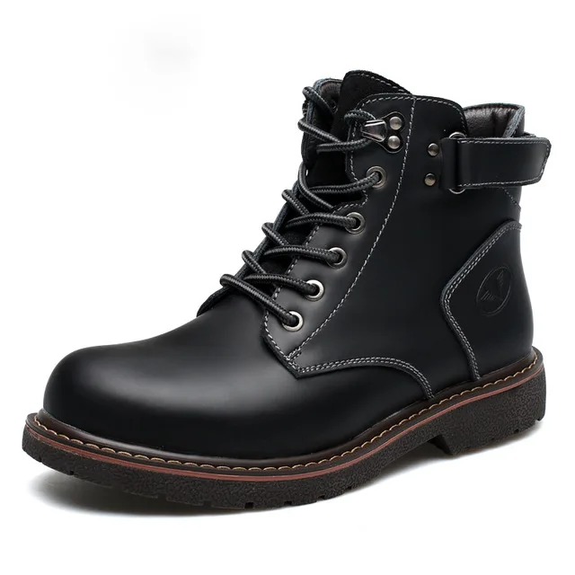 

Men Genuine Leather Boots Solid Male Platform Lace-Up Design Round Toe Martin Boots Autumn Casual Fashion Low Flat Shoes Z407