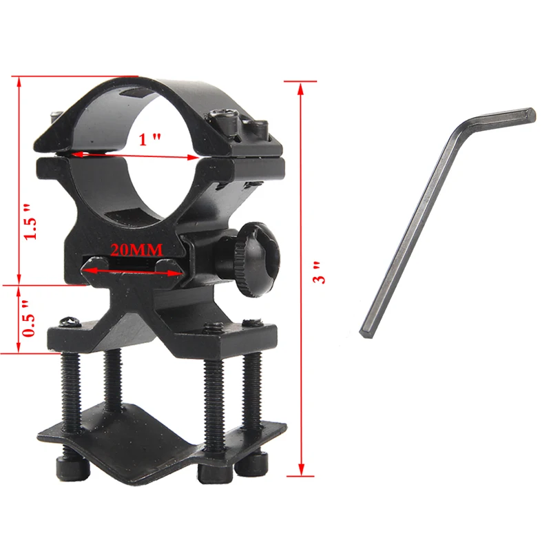 25 4mm Ring and 20mm Rail Mounted for flashlight Laser Torch Barrel Bracket Airsoft Hunting Accessories