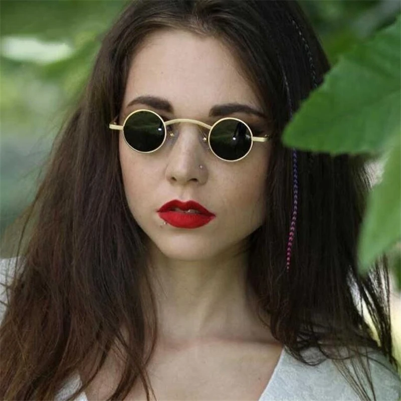 

ZXTREE Fashion Brand Retro Gothic Steampunk Small Round Sunglasses Women Metal Men Women Coating Mirror Vintage Sunglasses UV400