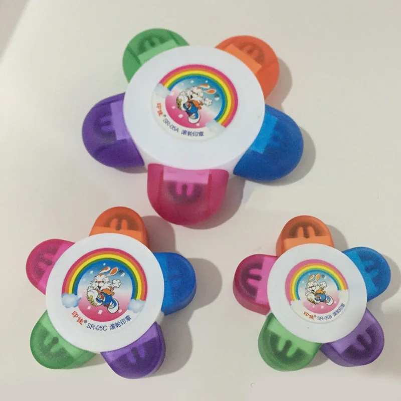 

1pcs Kids Flower Scroll Stamper Self Inking Drawing Toy Children Custom Plastic Rubber Painting Toys