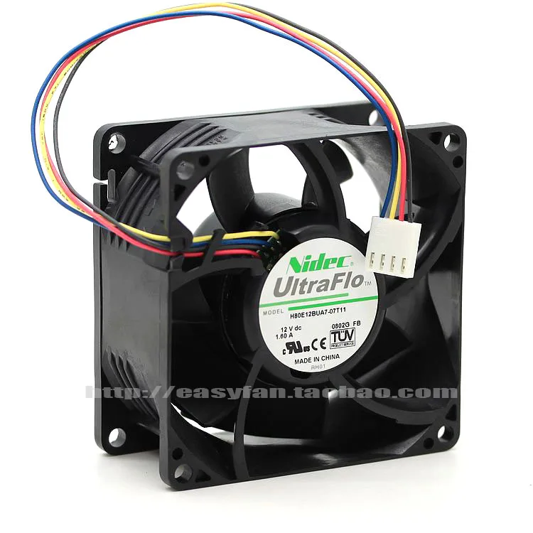 Nidec H80E12BUA7-07T11 DC 12 В 1.60A 80x80x38 мм серверный Вентилятор охлаждения