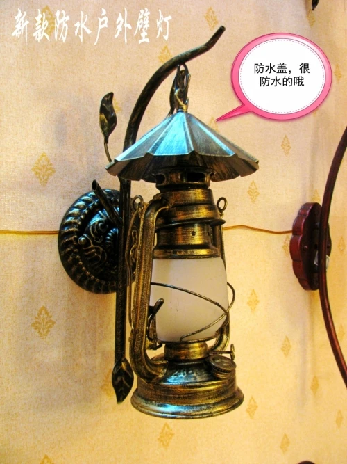 

American country living room bamboo wall lights antique vintage kerosene lantern wall lamps personality bedroom bedside lamp